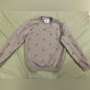 Denim & Flower Gray Crewneck Sweater with Santa print